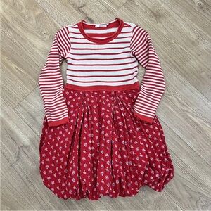 Oilily Girls Res Striped Sweater Dress Corduroy Flowers Bubble Skirt Sz 128/8yr